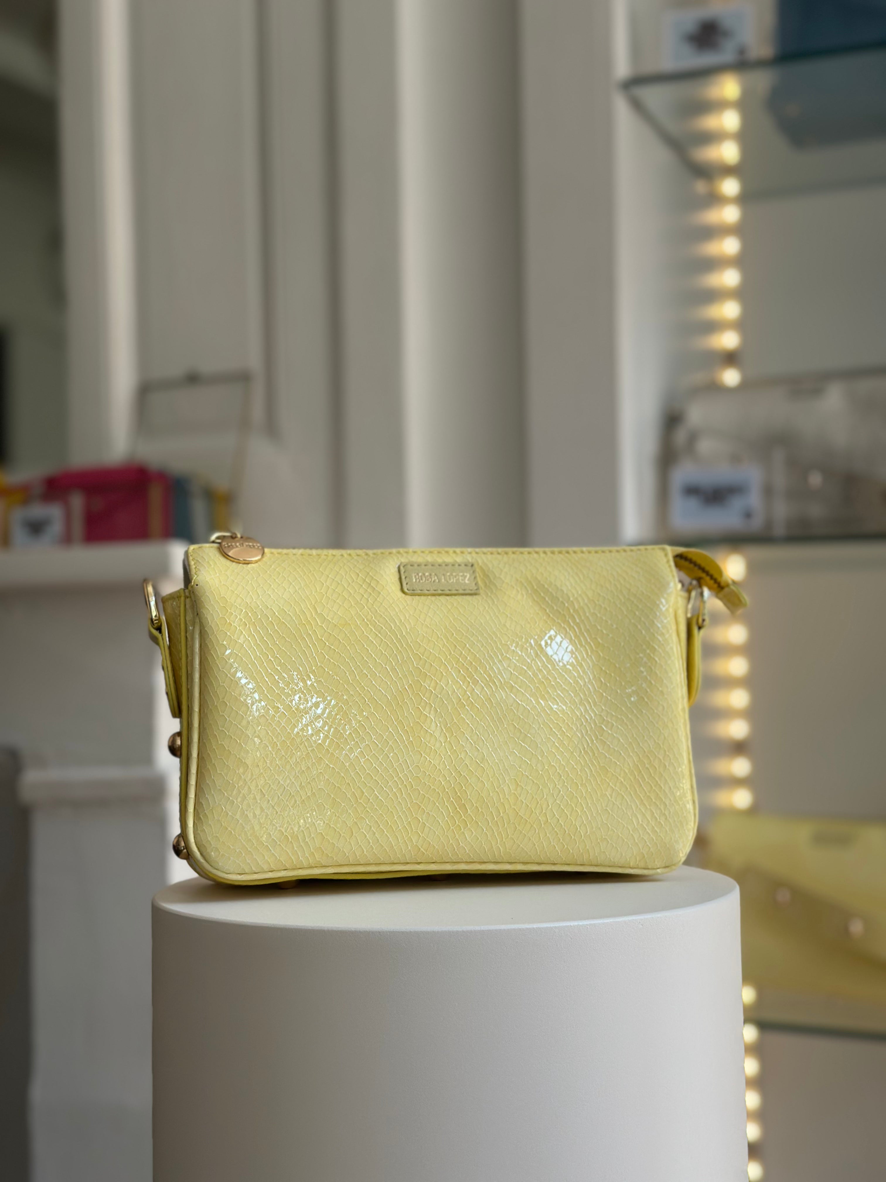 MINI CHARLY PYTHON VERNIS JAUNE BEURRE
